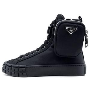 Кроссовки wheel re-nylon hight sneakers with larger pouch 'black' Prada, черный