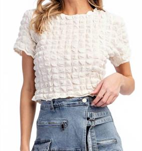 Лила текстурированный топ в кремовом цвете Levee