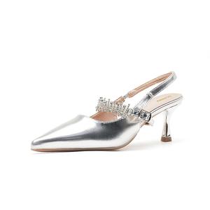 Dunnu Серебряные туфли на шпильке с узким каблуком 7 см, цвет Silver 5CM