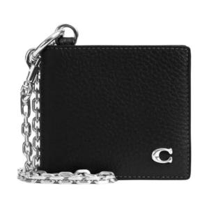 COACH Миниатюрный мужской бумажник из коровьей кожи черный, Black
