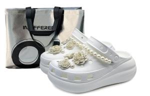 Crocs Сабо Crush Clog SIN3A и Heather White Tea, унисекс, белые