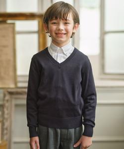 Вязаный пуловер с V-образным вырезом 140-170 см J.Press, цвет Navy [075]