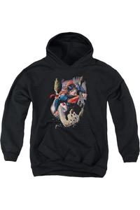 Супермен Орбит молодежная толстовка с капюшоном Gildan, черный