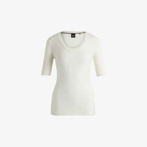 Топ из эластичного трикотажного полотна с круглым вырезом Boss, белый