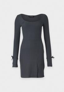 Платье из джерси SCOOP NECK LONG SLEEVES TIED HEMS DRESS Even&Odd, темно-серый