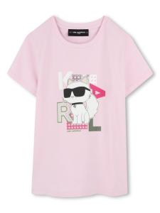 Футболка с графичным принтом Karl Lagerfeld Kids, розовый
