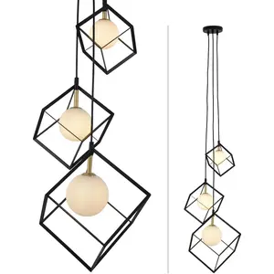 Подвесной светильник näve Carde G9 1 шт. Подвесной светильник 3 лампы >>Cadre<< 3x G9, металл, стекло, черный, белый, золотой Näve, черно-белый