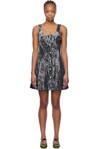 Мини-платье из плотного денима Ganni, черный