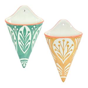 Карманы настенные Melrose International, 2 штуки, зеленый / белый / желтый