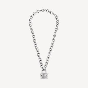 Ожерелье с замком bb в серебряном/антикварном серебряном цвете BALENCIAGA, серебристый/состаренное серебро