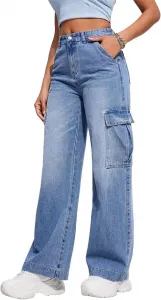 Женские джинсы-карго свободного кроя с клапаном и большими карманами