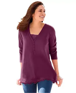 Женская футболка Within с кружевной отделкой в многослойном стиле Woman Within, красный