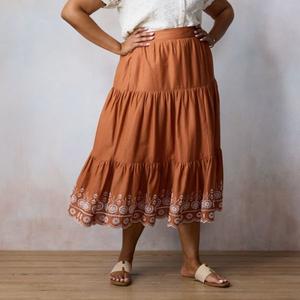 Пышная миди-юбка с тремя ярусами Lc Lauren Conrad, цвет terracotta house