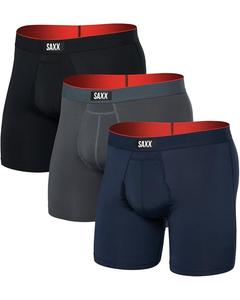 Боксеры SAXX UNDERWEAR Multi-Sport Mesh Boxer Brief Fly 3-Pack, цвет Turbulence/Navy/Black