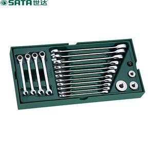 SATA 09908 Набор держателей инструментов, 19 предметов, полностью полированный, быстродействующий ключ двойного назначения