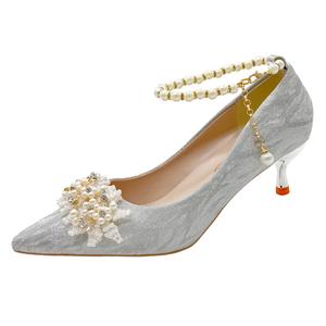 Туфли The Qin на высоком каблуке, женские, 3 см тонкий каблук, шампань