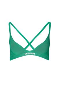 Рельефный бюстгальтер с логотипом на подоле в зеленом цвете MSGM