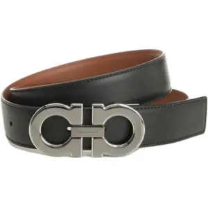 Gancini реверсивный пояс с пряжкой Ferragamo, черный