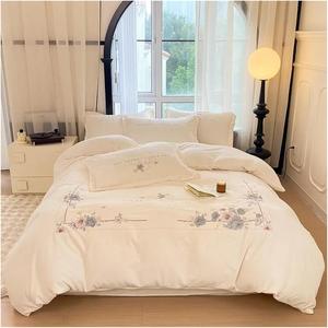 YUSIWOAL Комплект постельного белья из бархата с цветочной вышивкой, зимнее теплое, дышащее гипоаллергенное