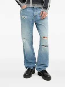 Джинсы прямого кроя с потертостями HUGO, синий