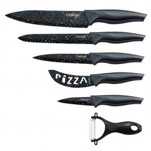 Набор ножей из 6 предметов (5 ножей и 1 нож) в складной коробке с магнитным замком, острые лезвия ножей, кухонные ножи, поварские ножи, ножи для пиццы, мотив 2 Scheffinger