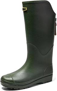 Унисекс высокие водонепроницаемые дождевые ботинки с плюшевой подкладкой, нескользящие резиновые ботинки для походов, велоспорта и зимней воды (Бежевый, 7) Clingre Boutique Shop