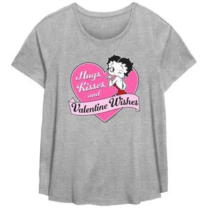 Футболка размера плюс с надписью «Валентинные пожелания Бетти Буп» Licensed Character, серый