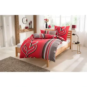 Мое домашнее постельное белье» Площадь по размерам. 135х200 или 155х220 см", постельное белье разного качества My Home, красный/серый