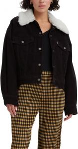 Женская оверсайз косуха Levi's из шерпы с логотипом бренда, черный