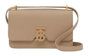 Сумка через плечо из телячьей кожи миниатюрная женская пшенично-бежевая Burberry