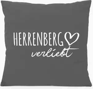 Подушка для дивана Huuraa Herrenberg in Love Gift 40x40 см с наполнителем из серо-стального хлопка Herrenberg Souvenir Hellweg Druckerei