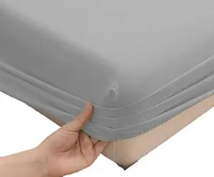 Простыня на резинке джерси 140х200 светло-серая Cotton World