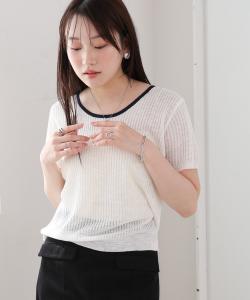 Летний вязаный топ на шнуровке