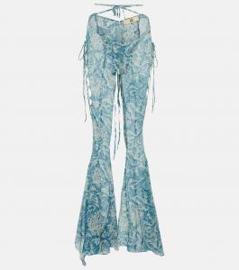 Брюки с низкой талией из смесового шелка с принтом KNWLS, Spikewall