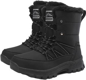 Женские зимние легкие теплые зимние ботинки, нескользящие, водонепроницаемые, теплые ботинки до щиколотки, ботинки средней высоты ODIPON, Black