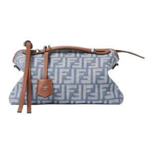 FENDI Джаккардовая ткань с кожаной вставкой наплечная сумка, кроссбоди, женская сумка среднего размера blue