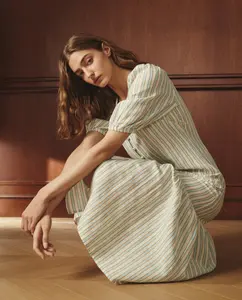 Короткий рукав, платье в полоску Lloyd's, зеленый