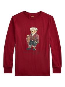 Детская футболка с длинным рукавом и мишкой-поло Ralph Lauren, Red
