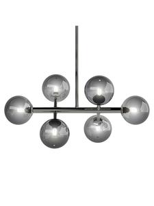 Home24 Потолочный светильник KJUL с 6 плафонами, глянцевый серый металлик / тонированное стекло