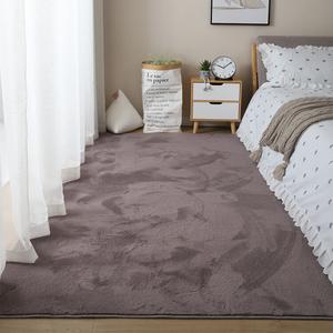 Budis Ковер 140х200 см для спальни/гостиной из искусственного меха кролика, утепленный, серо-фиолетовый, с коротким ворсом