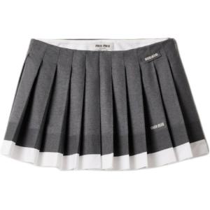 Повседневная короткая юбка женская серая MIU MIU, белый