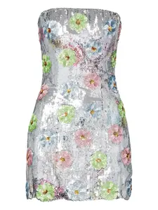 Мини-платье Esme с блестками Brandon Maxwell, серебристый