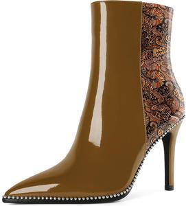 Ботильоны Joseywade на высоком каблуке для женщин, с заостренным носком, тонким стойким каблуком, боковой молнией, короткие ботинки с бусинами