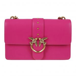 Сумка квадратная малая из телячьей кожи, ласточка, через плечо, на пояс женская розово-красная PINKO