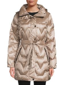 Куртка из металлизированного стеганого пуха Karl Lagerfeld Paris, песочный