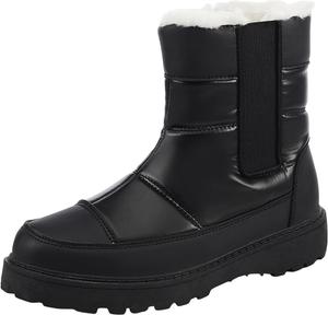 Водонепроницаемые женские ботинки западного стиля с утеплителем, камуфляжные, средней высоты, зимние мягкие ботинки на молнии, рабочие ботинки, водонепроницаемая осенняя обувь для женщин Generic, #A05-Black