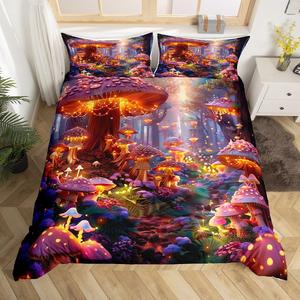 Erosebridal Блестящий комплект постельного белья с грибами для детей, лесной принт, Yellow Green