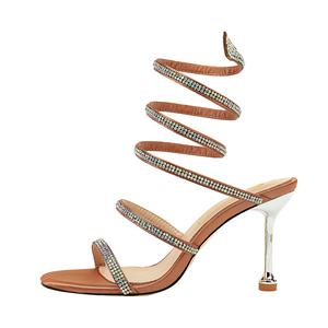 QITUMAUL Тонкие каблуки на шпильке 8 см женские верблюжий, цвет Camel[Heel Height 8cm]