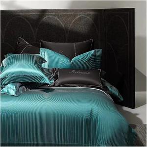 KYTGFH Комплект постельного белья из египетского хлопка с жаккардом и серебряной нитью