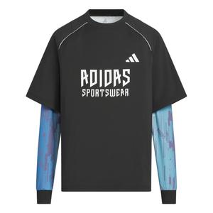Спортивная футболка SS25 2 в 1 лонгслив Kids' Adidas, черный